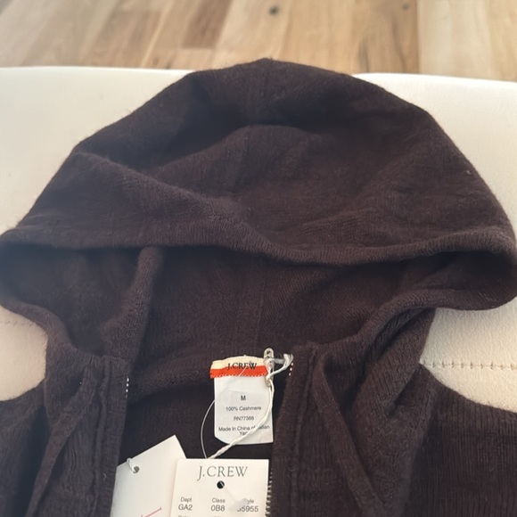 NWT J.CREW Brown Cashmere Full-Zip Sweater-Hoodie Size M - Picture 4 of 7